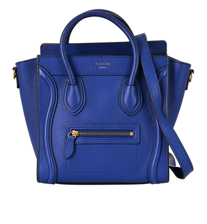 Nano Luggage, £795, Handbags, Blue, Leather, Front view
